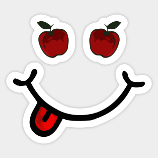 Red Apple & Smile in the shape of a face. Sticker